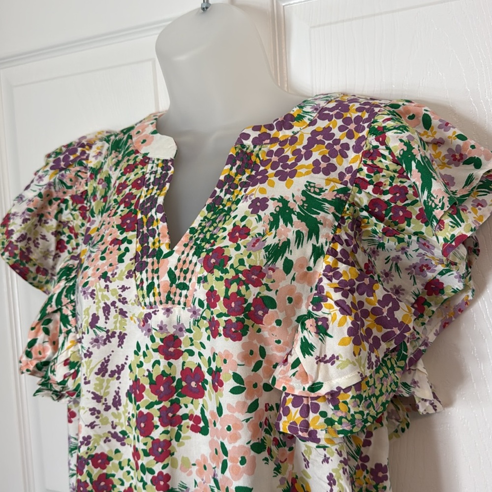 Maurices floral flutter sleeve blouse with matching flouncy short - Picture 3 of 4
